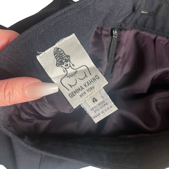 Gemma Kahng NY 4 Pencil Skirt Vintage Wool Blend Button Detail 90s VTG - Picture 3 of 12
